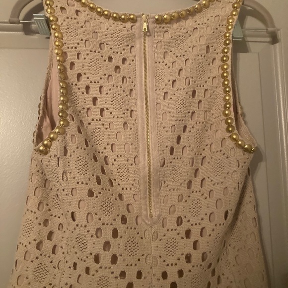 Trina Turk| Two Harbors Top  Beige | Contrast metallic beading at neckline  Sz S - Picture 5 of 9